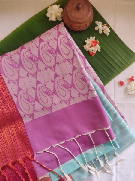 Aqua blue with purple soft silk