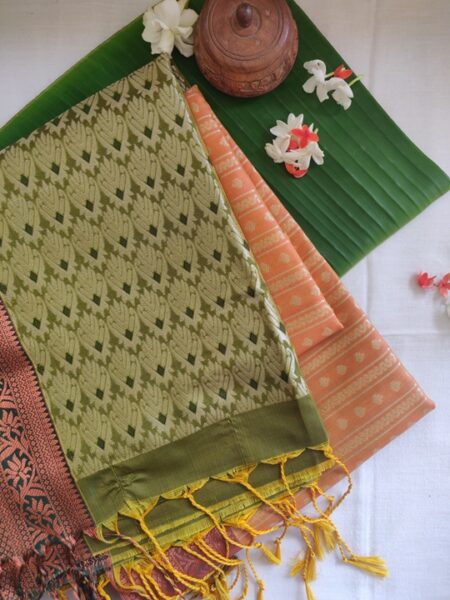 Burnt sienna with green soft silk